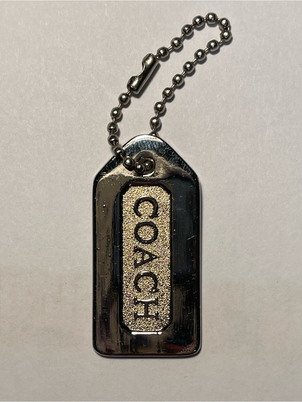 Coach Metal Silver Hang Tag with Silver Ball Chain